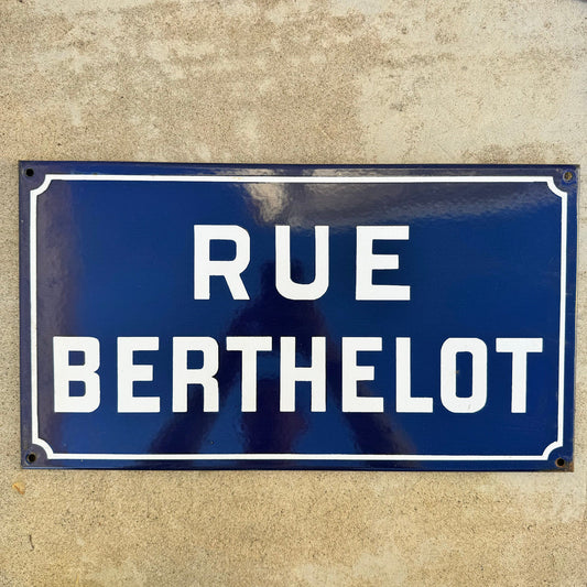 Old French Street Enameled Sign Plaque - vintage BERTHELOT 23042453 - Fleamarketfrance