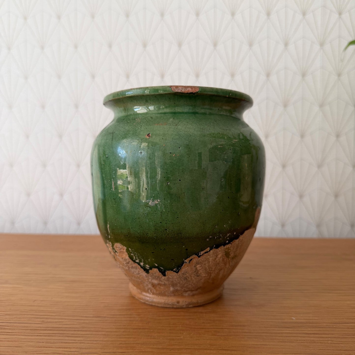 RARE HANDMADE GLAZED GREEN ANTIQUE FRENCH CONFIT POT SMALL TERRACOTTA 1912251 Unmarked