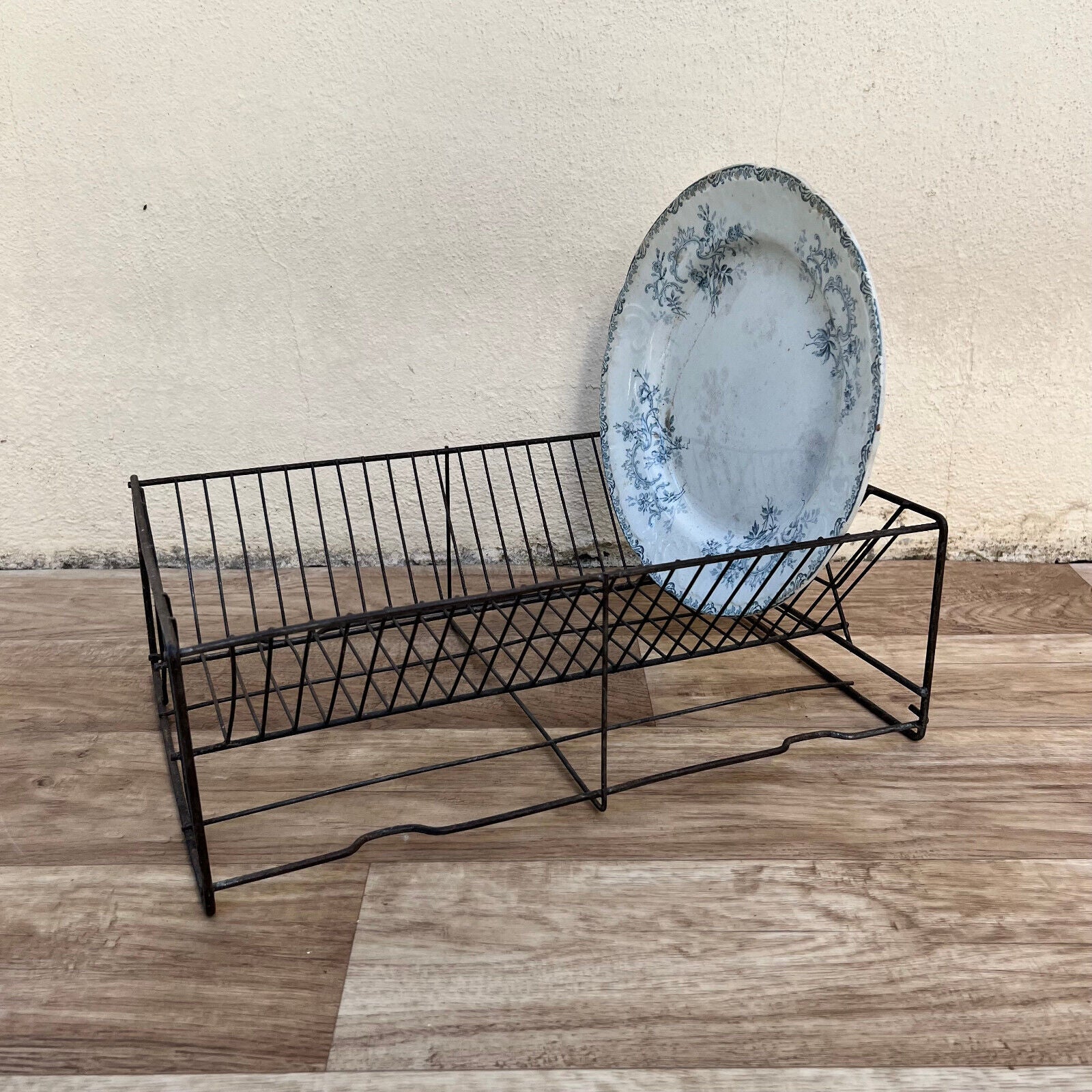 Vintage French Metal Wire Dish Drying Rack Drainer 04102312 - Fleamarketfrance