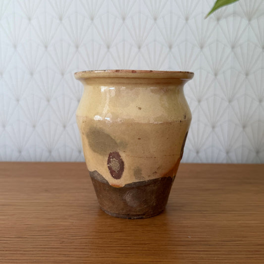 Handmade Glazed Yellow Antique French Mustard Pot Terracotta 2101264 Unmarked