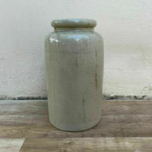 HANDMADE GLAZED GREY ANTIQUE FRENCH LARGE STONEWARE POT PARIS 2109213 - Fleamarketfrance