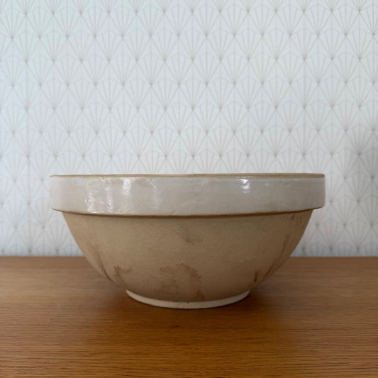 Large Vintage French Stoneware Mixing Bowl Salad Serving 13" 1408262 Fleamarketfrance
