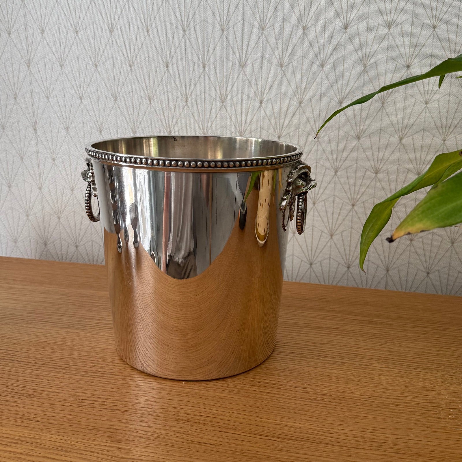 ERCUIS French Silver Plated Ice Bucket Lion Handles Champagne Cooler 0807254 Ercuis