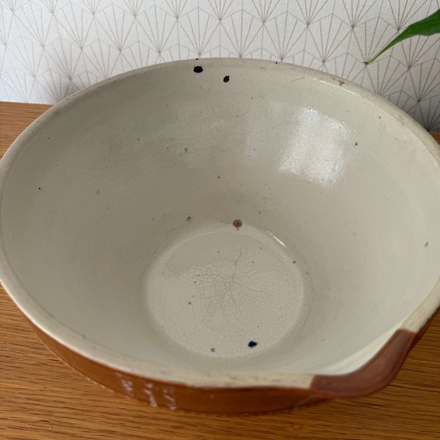 VINTAGE FRENCH STONEWARE TIAN SALAD MIXING BOWL TERRINE 11" 0409255