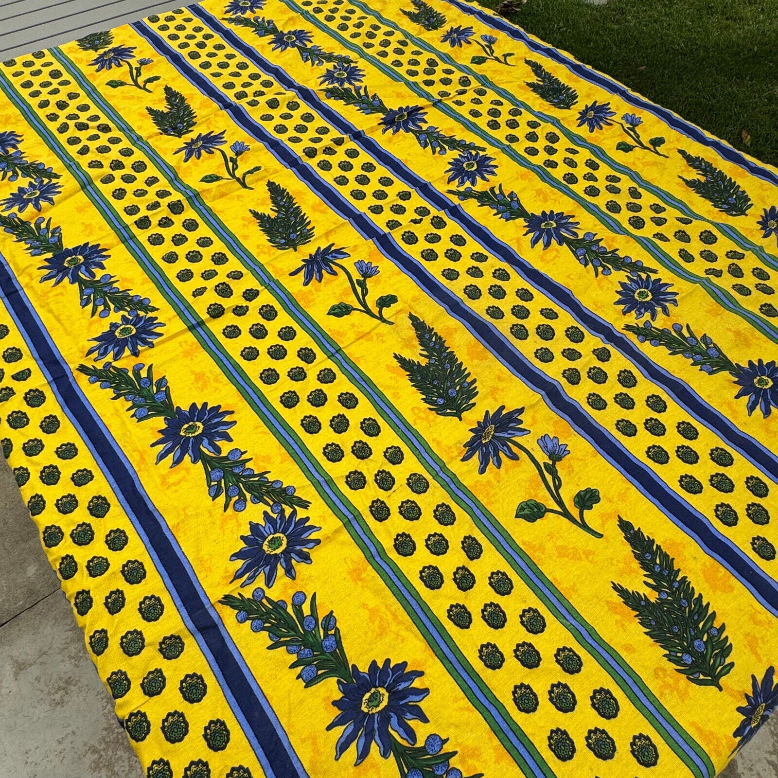 French Provencal Cotton Tablecloth Lavender Yellows/blue 0709242 - Fleamarketfrance