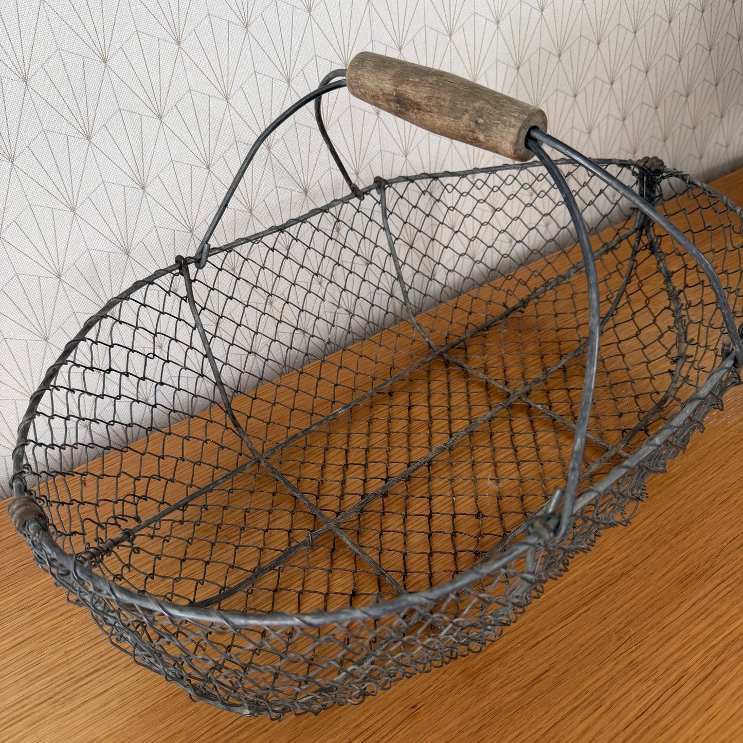French Wire Basket Harvesting Vintage 0409265