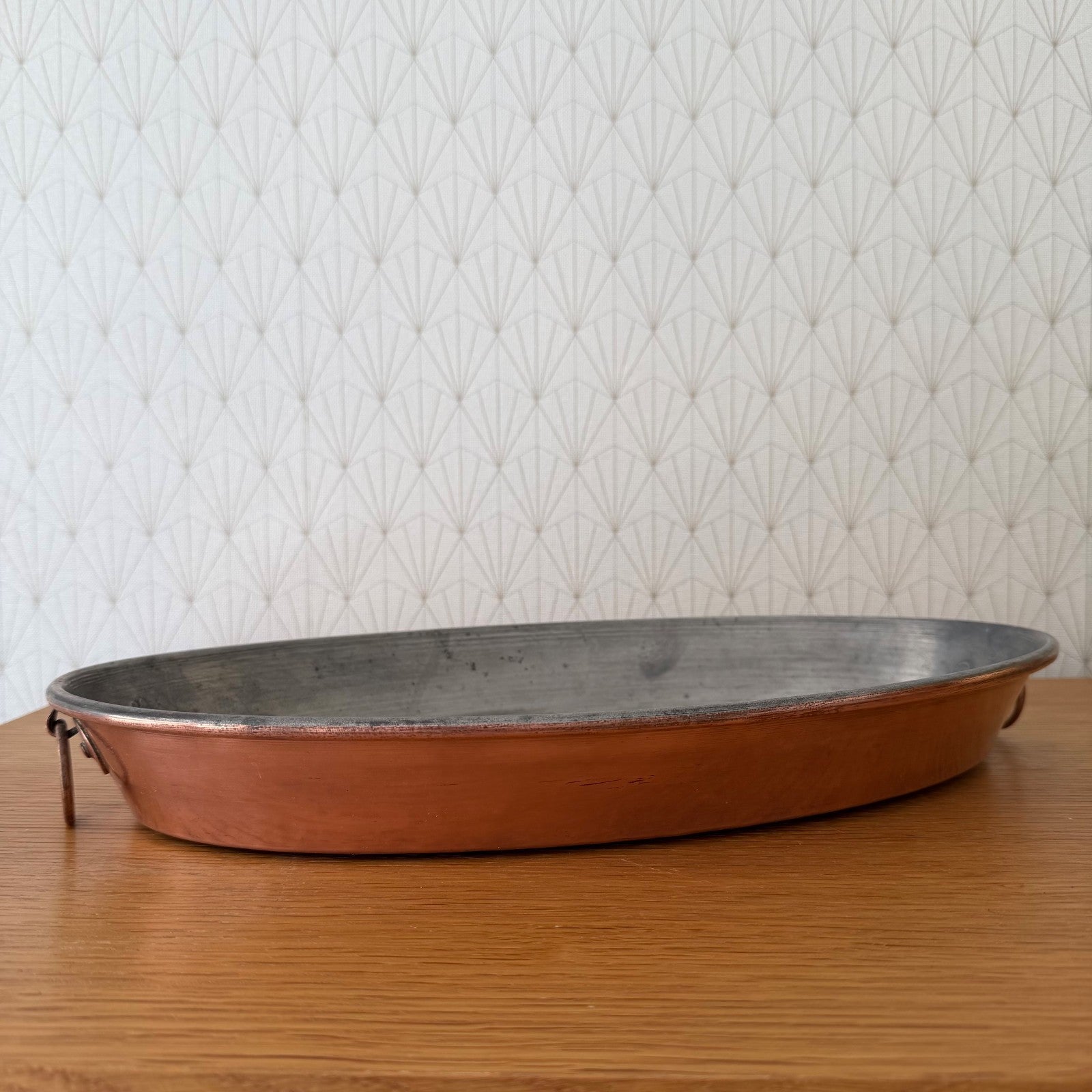 French Copper Gratin Pan Oval Vintage Professional Cookware 0405268 Unbranded