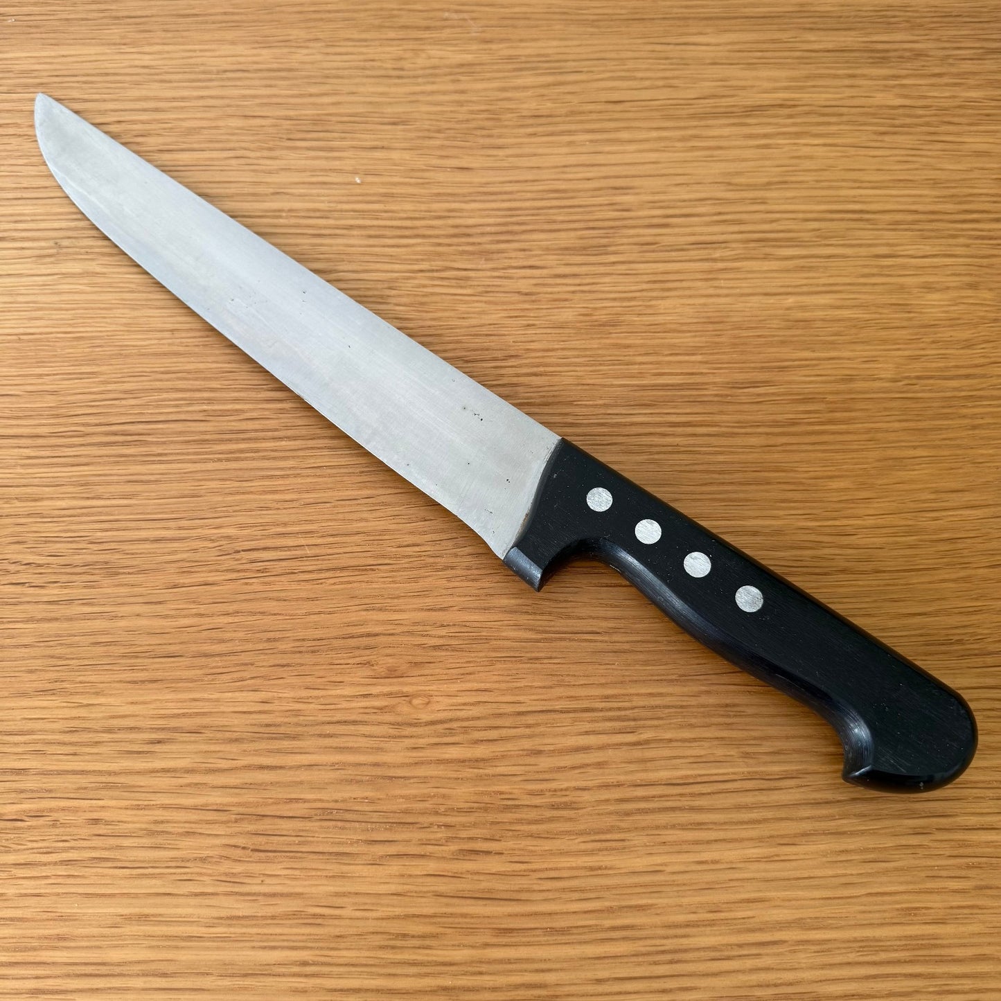 French Carbon Steel Butcher Knife Vintage Kitchen Black Handle 3007256 Unbranded