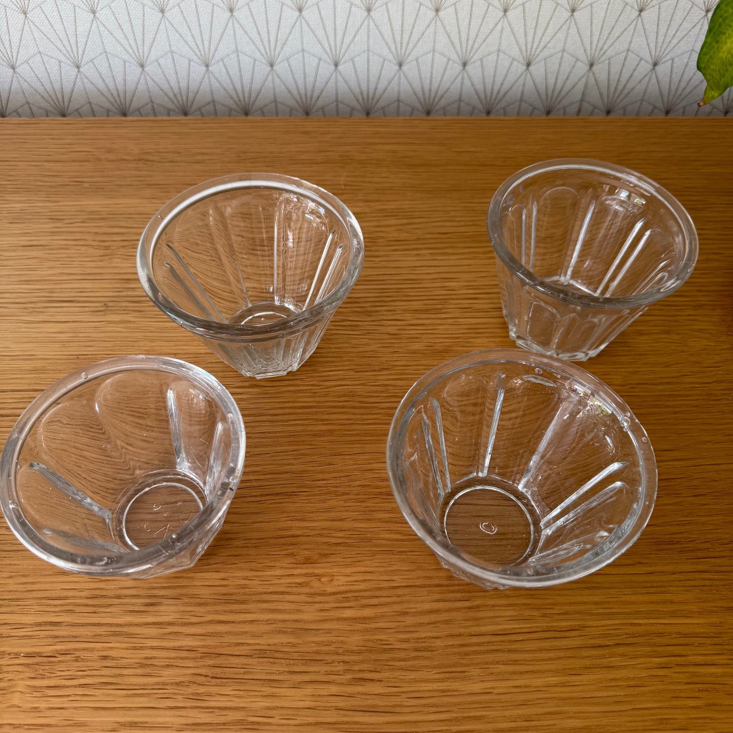 4 Vintage French Glass Jam Jelly Jar Pot Faceted Preserving Glass 2307253