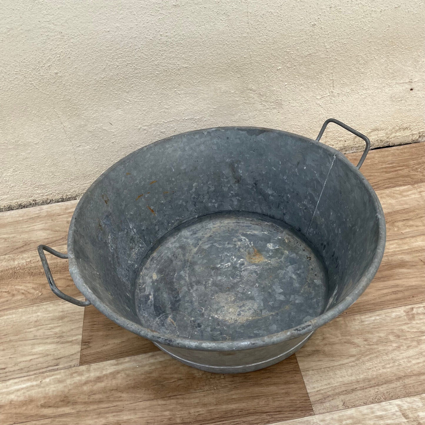 Vintage French Galvanized Zinc Wash Bucket Basin Potted Plant 18032512 Fleamarketfrance