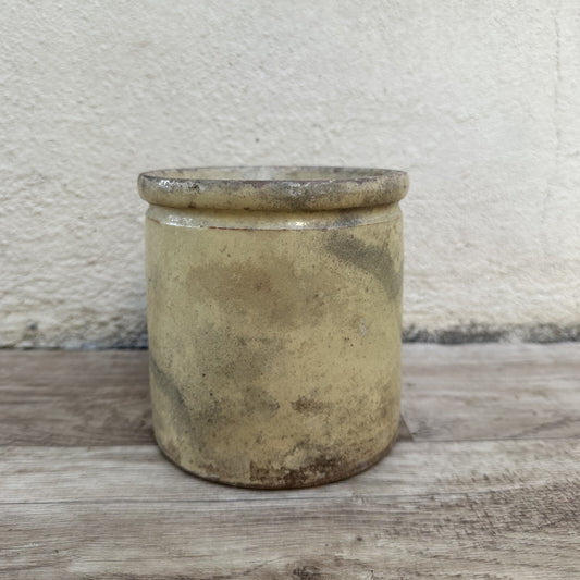 HANDMADE GLAZED BEIGE YELLOW ANTIQUE FRENCH JAM POT CONFIT 0503253 Unmarked