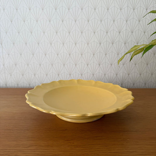 Vintage French Provencal Yellow Plate Sicard Footed Ceramic 0708263 Unmarked