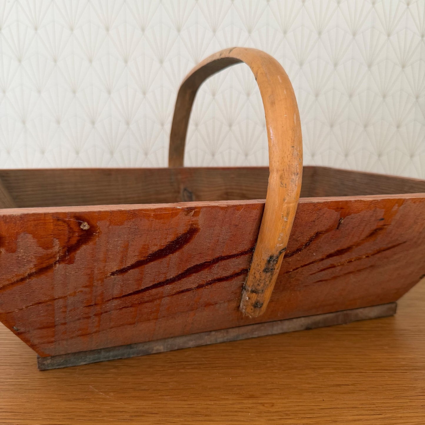 French Harvest Basket Vintage Wooden Market Gathering Trug Rustic 0302264 Fleamarketfrance