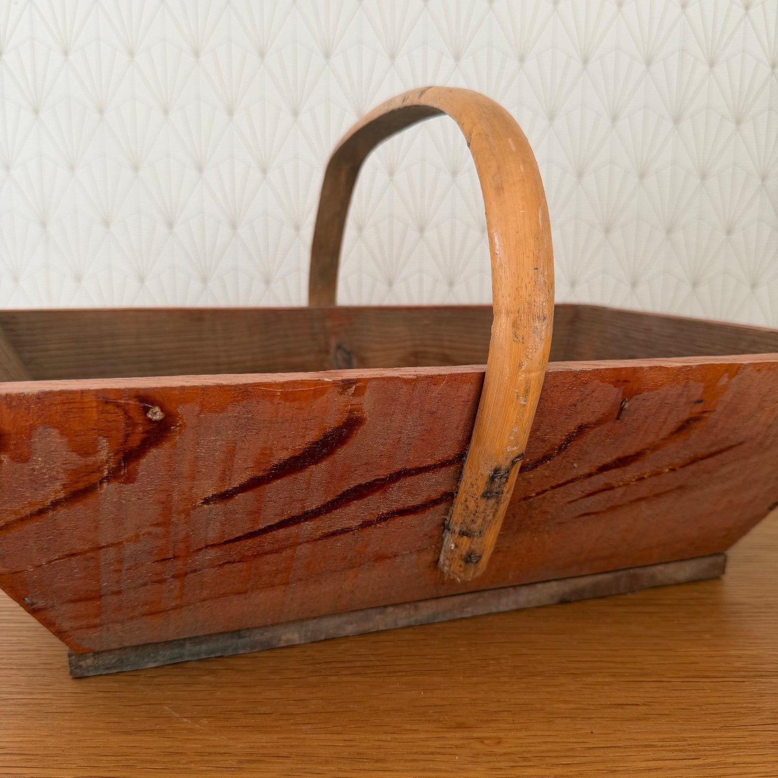 French Harvest Basket Vintage Wooden Market Gathering Trug Rustic 0302264 Fleamarketfrance