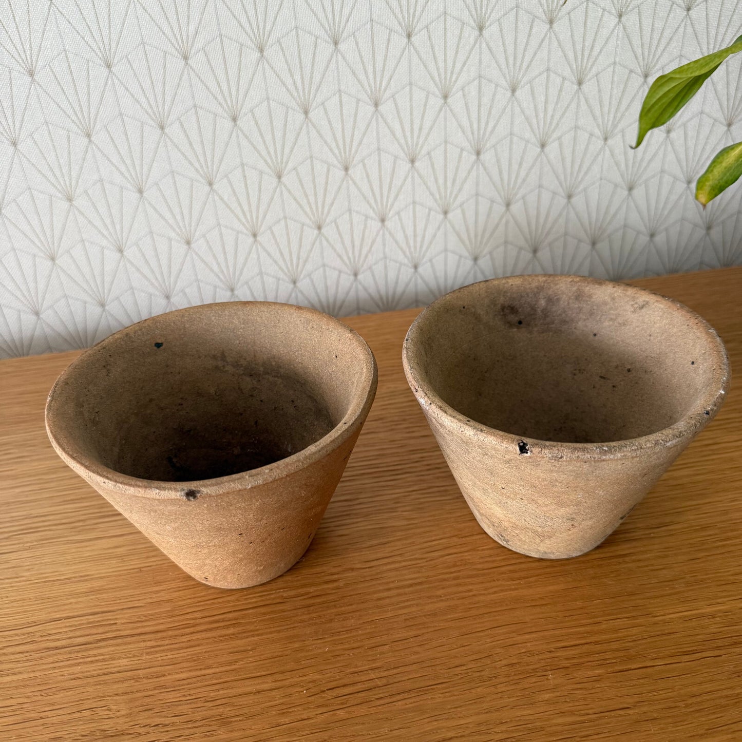 French Terracotta Planters Vintage Stoneware Pots Set of 2 1940s 2302251 Fleamarketfrance