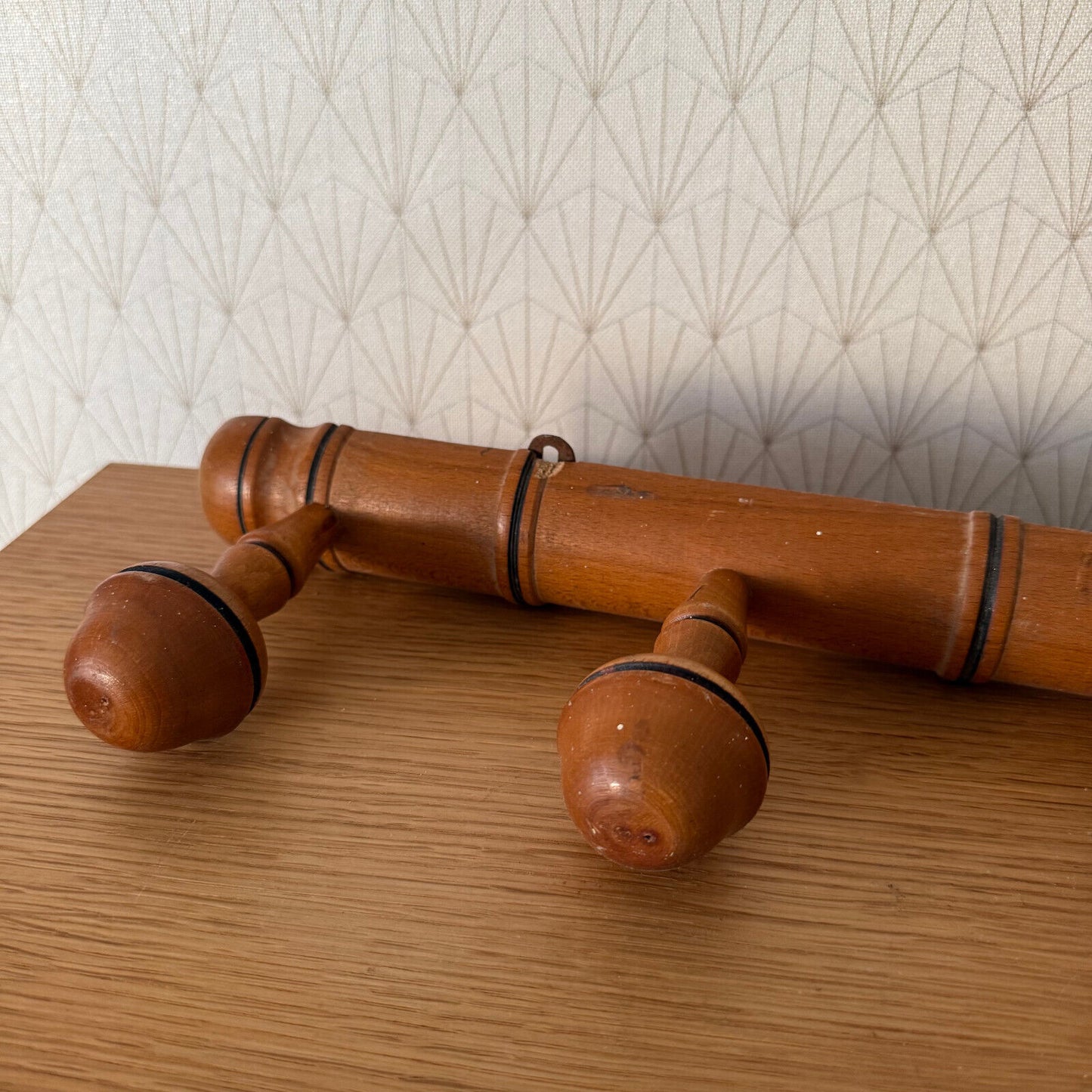 Vintage French Coat Hook Hat 5 Pegs Hanger Faux Bamboo rack 03042513 Unbranded
