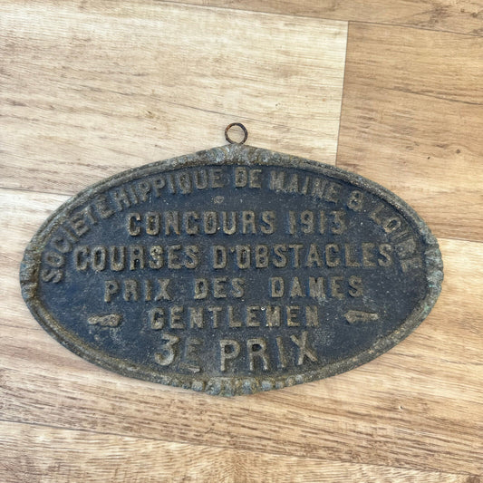 FRENCH VINTAGE AGRICULTURE PLAQUE TROPHY AWARD ANIMALS PRIZE SIGN 1913 2404249 - Fleamarketfrance