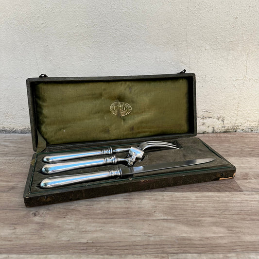 Vintage Christofle Carving Set 3 Piece Silverplate French Box 2109231 Fleamarketfrance