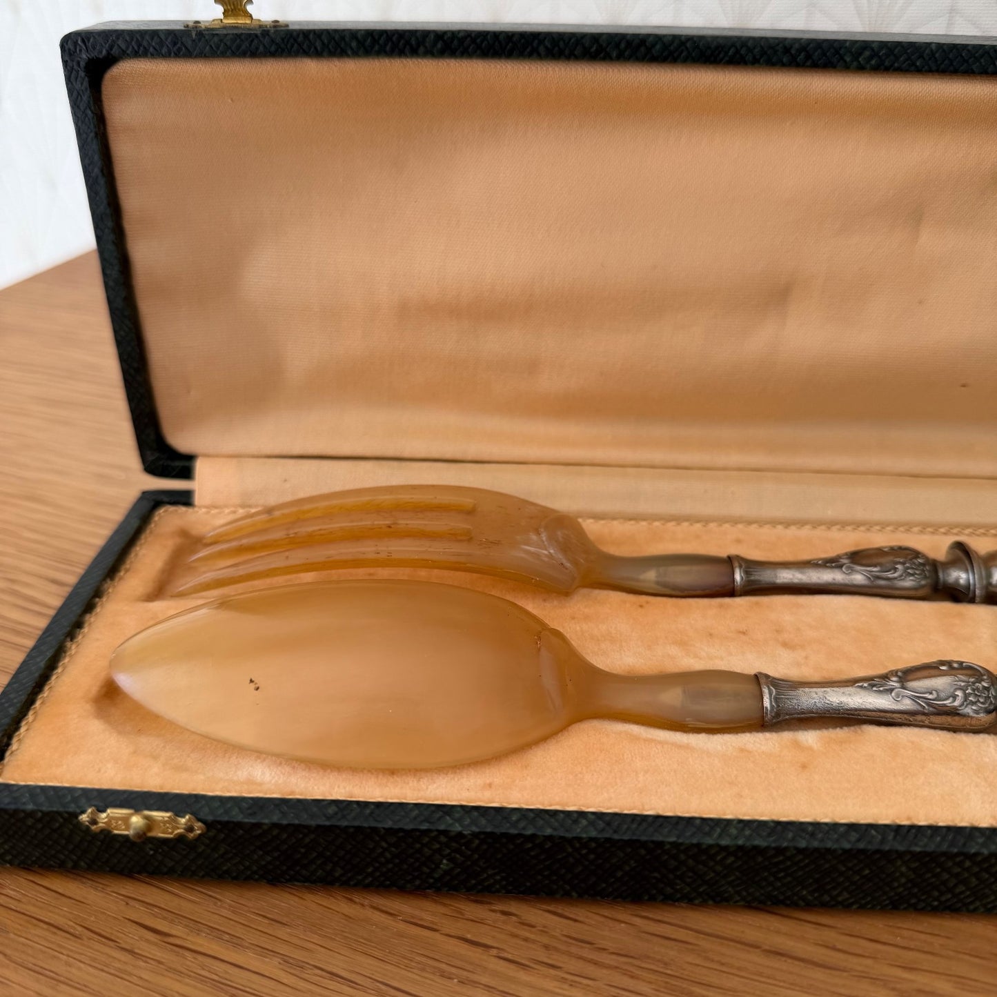 French Carving Set Horn Handles Silver Plated Boxed Vintage 2203268 Fleamarketfrance