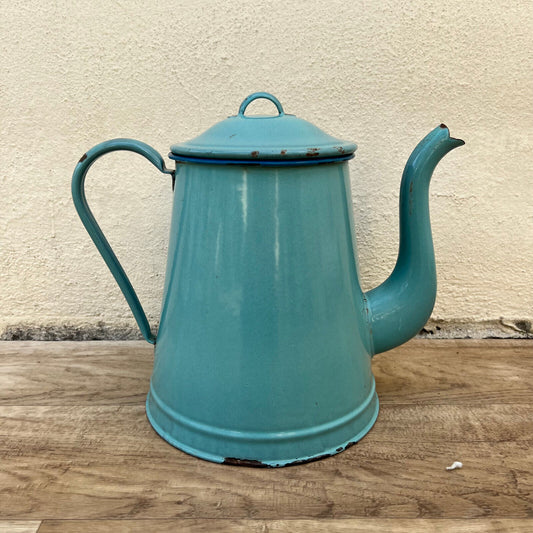 Vintage French Enamelware enameled blue Enamel Coffee Pot 26052212 - Fleamarketfrance