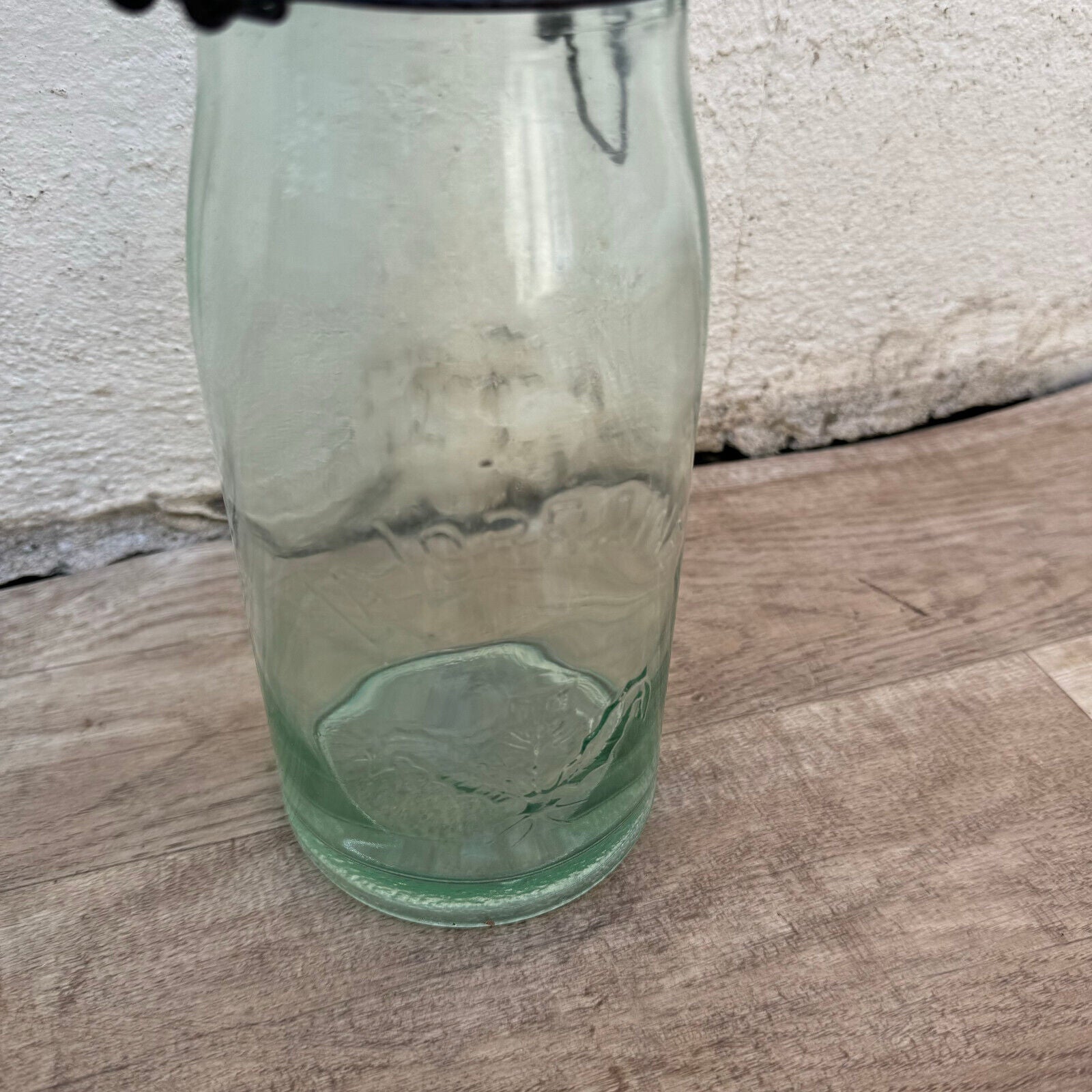 Old bottle preserve La Lorraine jar glass stopper 9" 30062412 - Fleamarketfrance