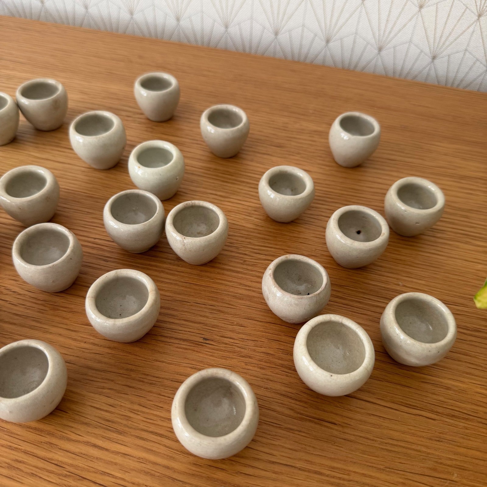 French Escargot Pots Set 12 Vintage Stoneware Snail Cups Pinch Bowls 2805261 Unbranded