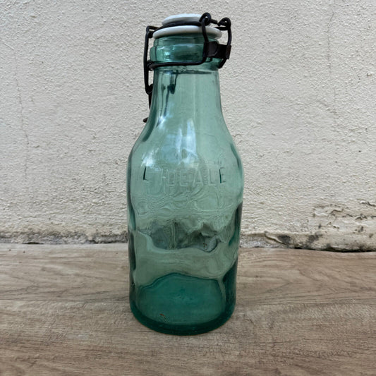 Old bottle preserve La Lorraine jar glass porcelain stopper 10" 3006249 - Fleamarketfrance