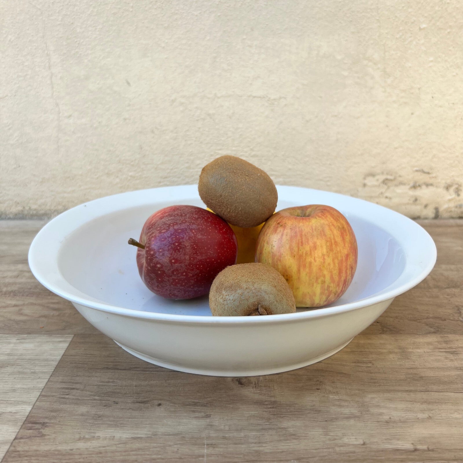 French Vintage Porcelain Bowl White Fruit Serving Farmhouse 1950s 2609228 Unmarked