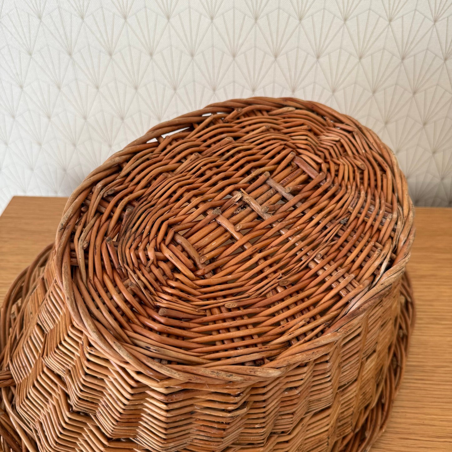 French Wicker Basket Vintage Rattan Laundry Storage Handles 1102252 Unbranded