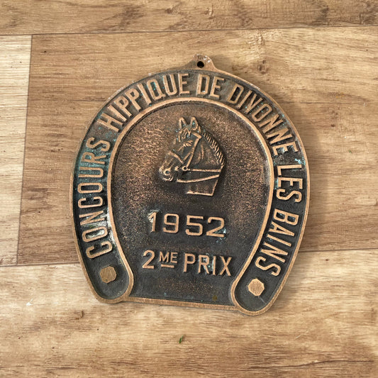 FRENCH VINTAGE AGRICULTURE PLAQUE TROPHY AWARD HORSES PRIZE SIGN 1952 11032521 Fleamarketfrance