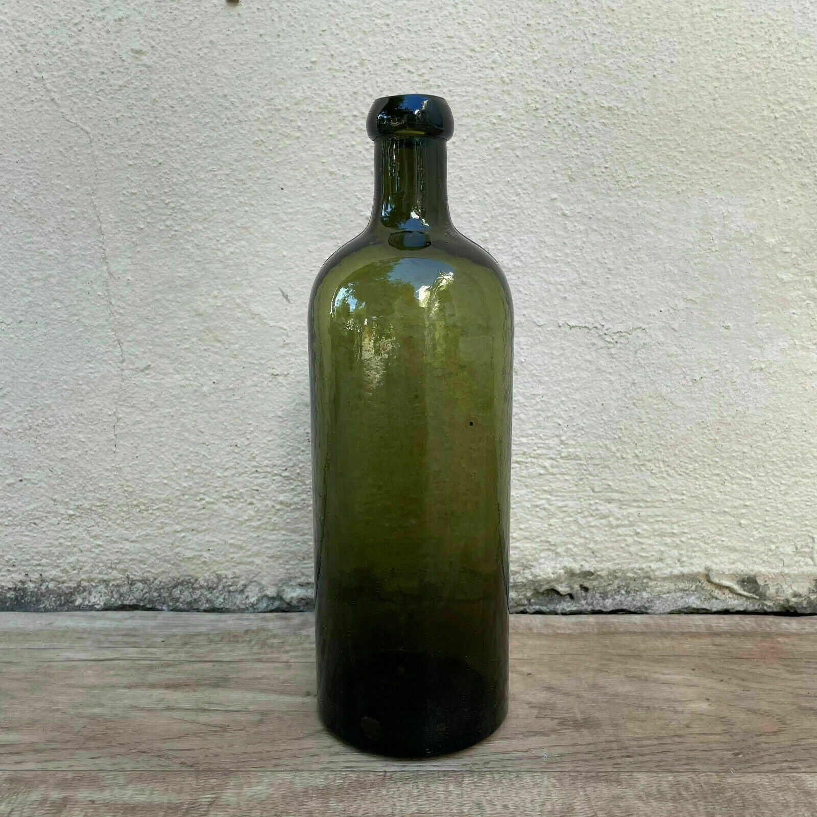 Antique French Green Glass Wine Bottle 1920s Vintage Hand Blown 0803221 Fleamarketfrance