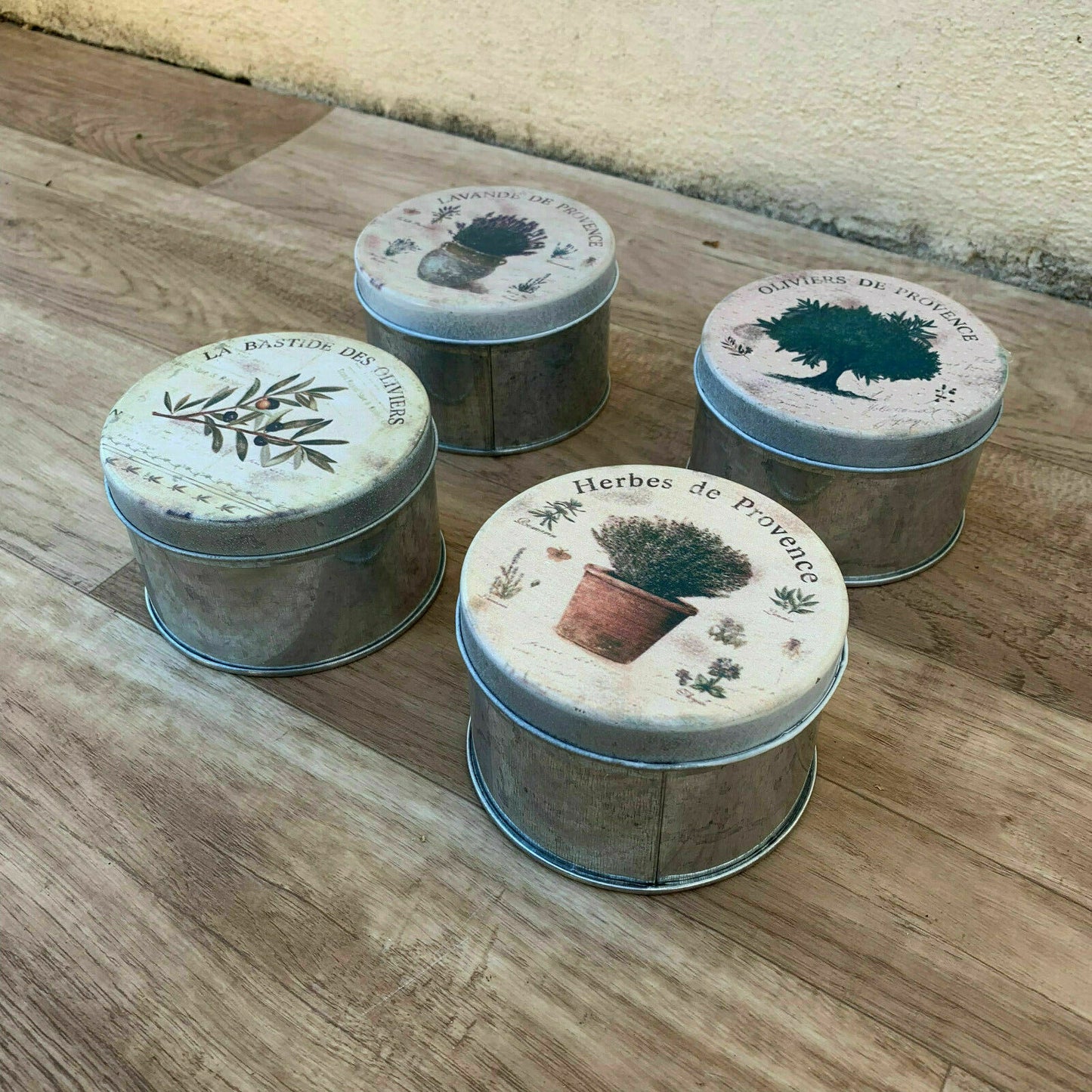 French Herb Tins Set 4 Vintage Provence Storage Canisters Metal 2407231 Fleamarketfrance