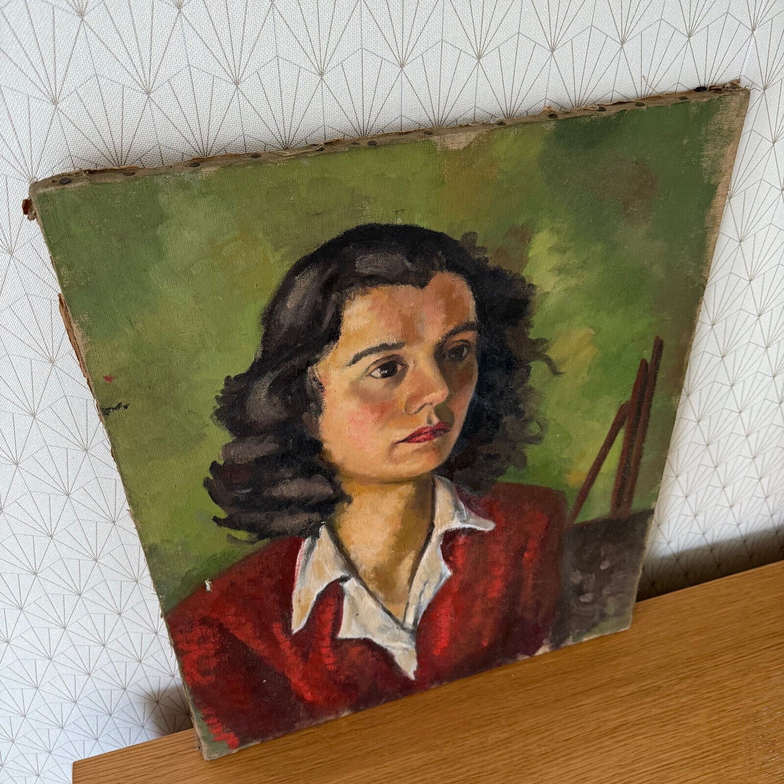 VINTAGE FRENCH OIL PAINTING  Woman Portrait  0803251 - Fleamarketfrance