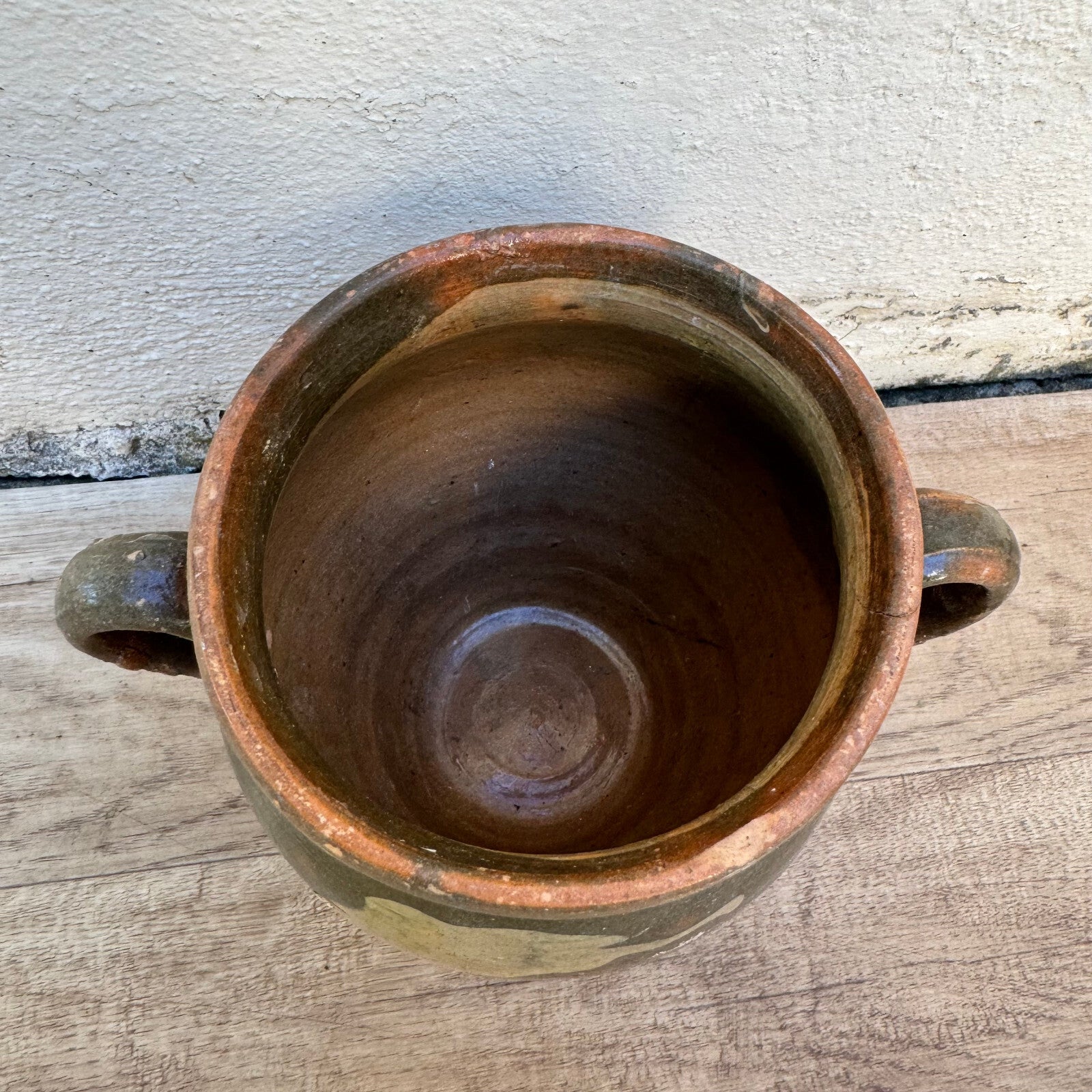 French Confit Pot Terracotta Glazed Two Handles Vintage 1810235 Unmarked