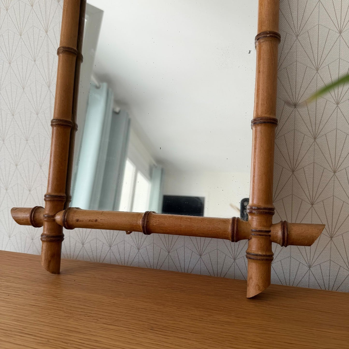 Large Vintage French wood faux bamboo WALL-HANGING MIRROR 1812256 Fleamarketfrance : French vintage and antique decor