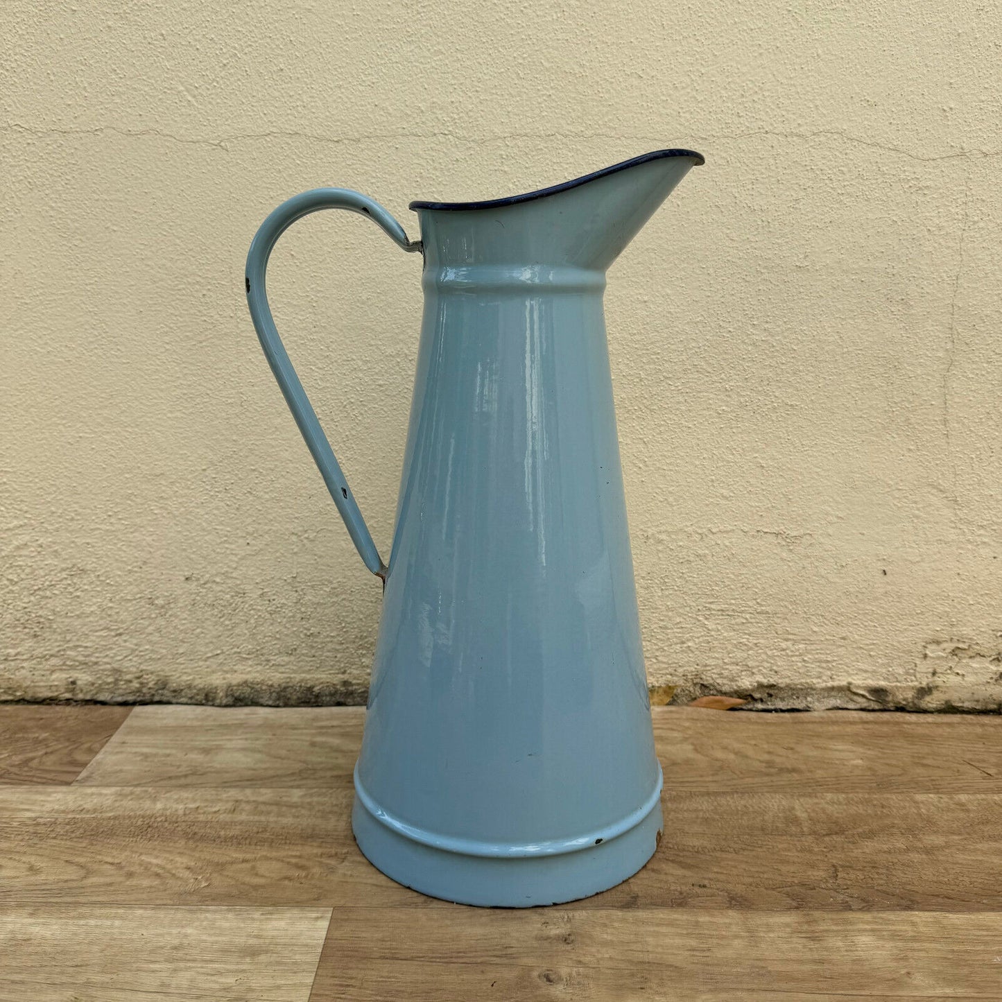 Vintage Enamel pitcher jug water enameled blue 29082415 - Fleamarketfrance