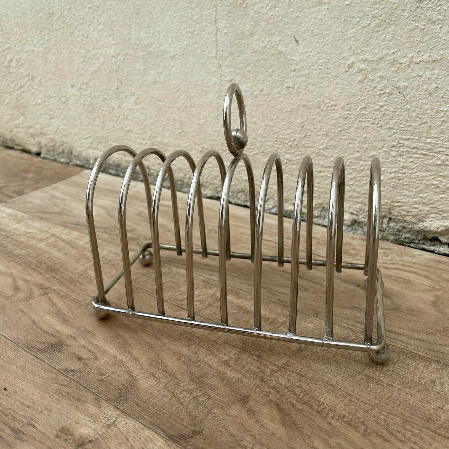 VINTAGE CUTE METAL silver plated toast rack from france 7" 0807215 - Fleamarketfrance