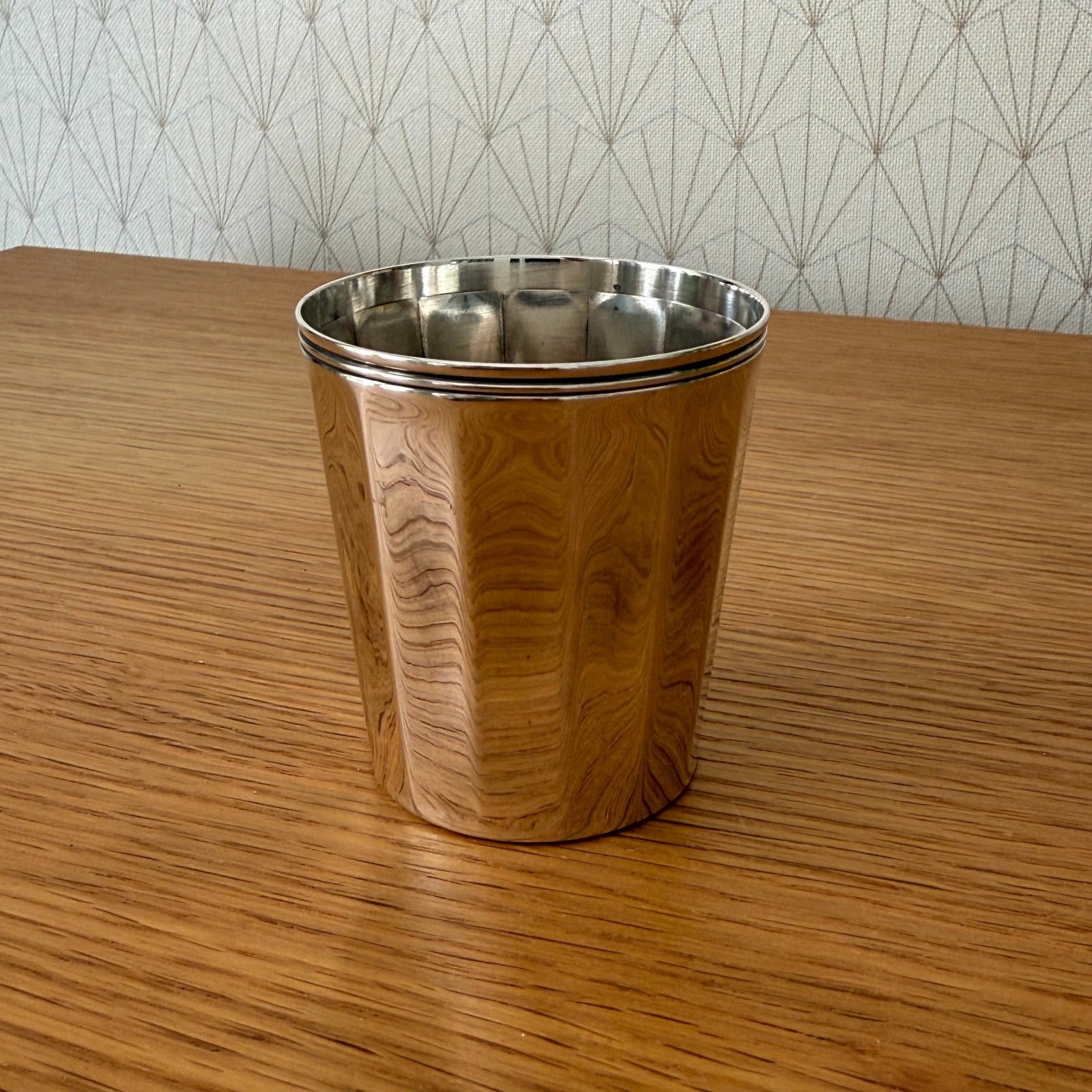 Christofle Silver Plated Timbal Cup Feather Pattern French Vintage 0608252 Christofle