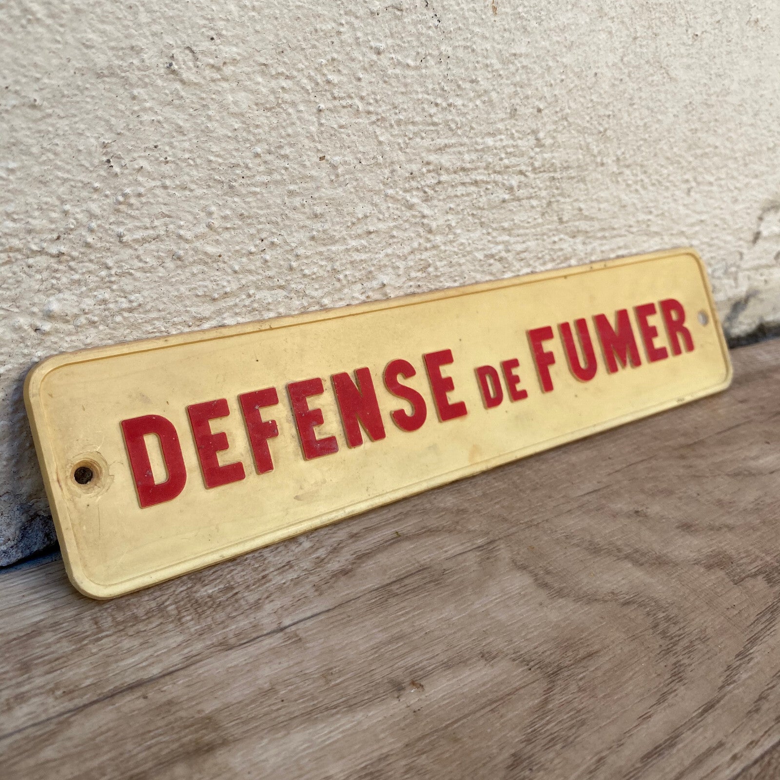 Vintage French No Smoking Sign Defense De Fumer Yellow Plastic 29032511 Fleamarketfrance