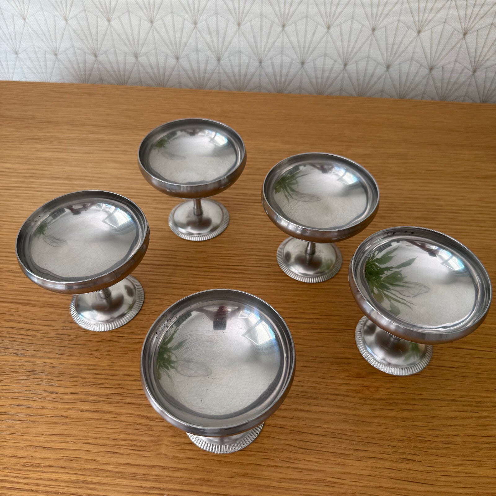 Set Of 5 Vintage Inox European Stainless Goblet Ice Cream Cup 09052512 Stainless