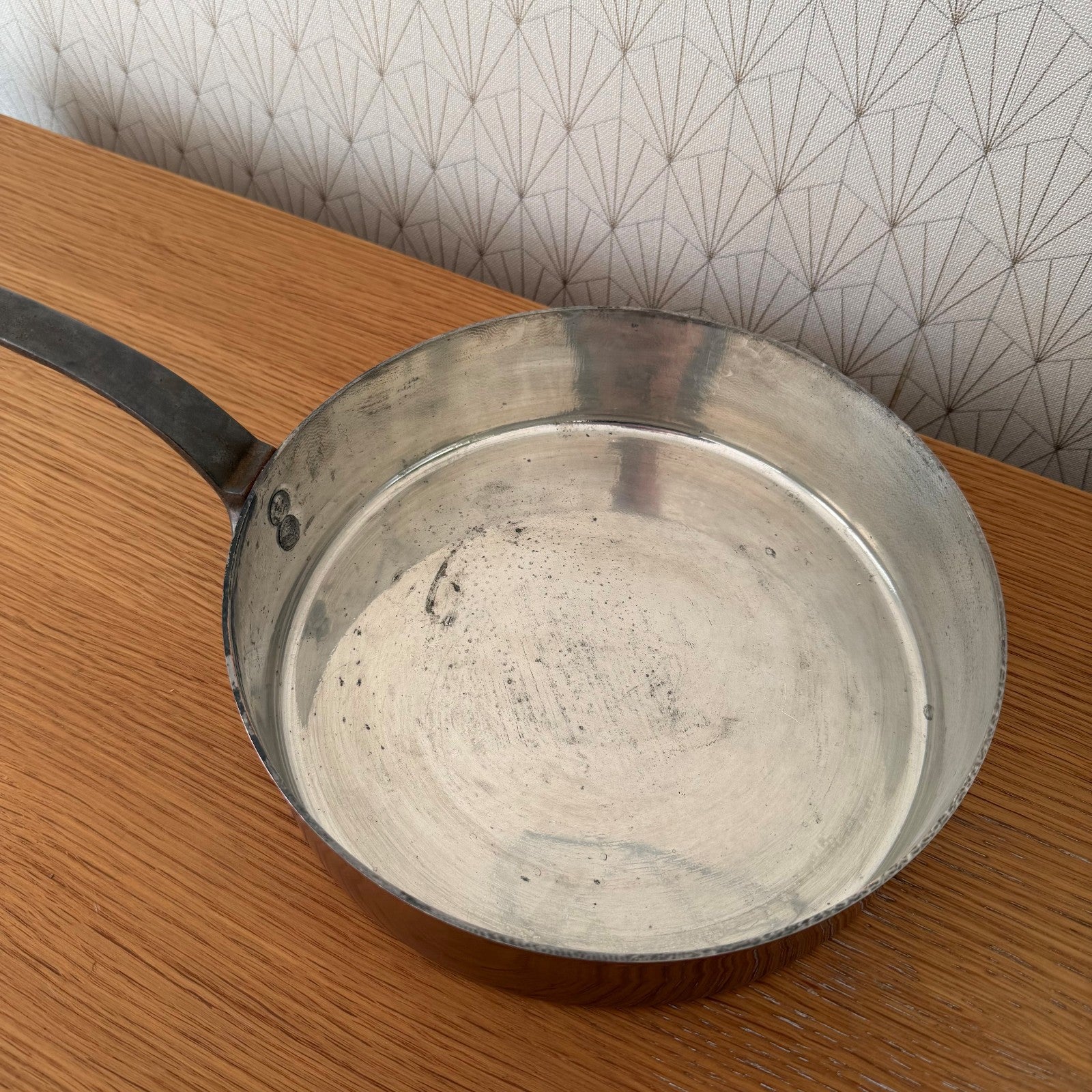 French Copper Sauteuse Pan Villedieu Tin Lined Vintage Cookware 1801264 Unbranded