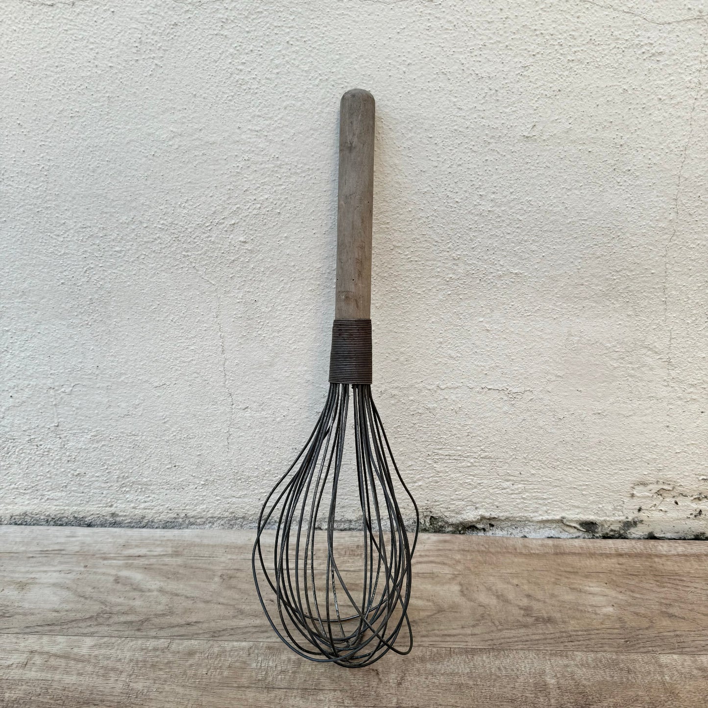 Large French Wire Whisk Vintage Wooden Handle Kitchen Tool 15" 2604247 Unbranded