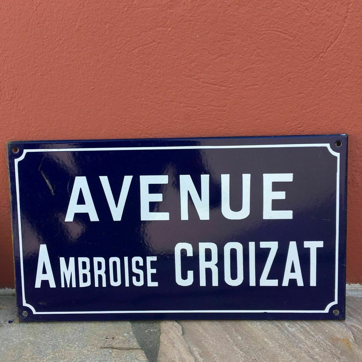 Vintage French Street Sign Avenue Ambroise Croizat Enamel Plaque croizat 3 Fleamarketfrance