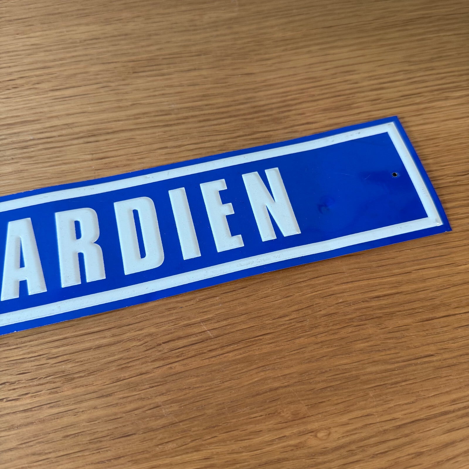 French Street Sign GARDIEN Blue White Metal Vintage Plaque 2212248 Fleamarketfrance