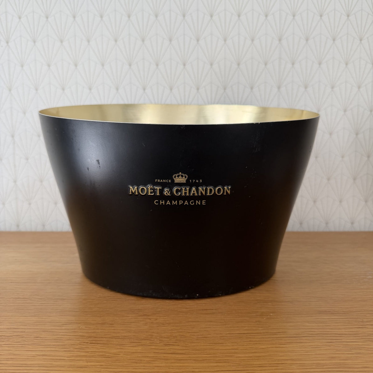French Champagne Ice Bucket Black Metal Wine Cooler Moet chandon 04092611
