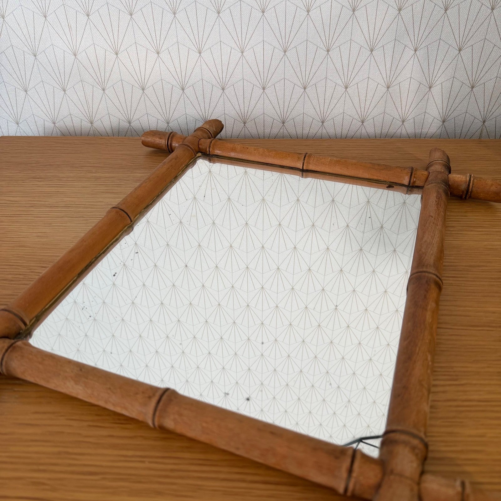Antique French Faux Bamboo Wall Mirror Wood Frame 01072618 Fleamarketfrance