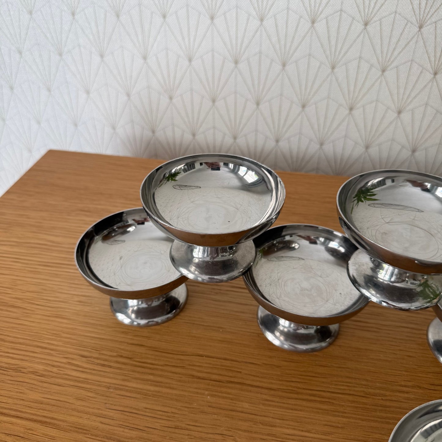 Set Of 6 Vintage Inox European Stainless Goblet Ice Cream Cup 04092512