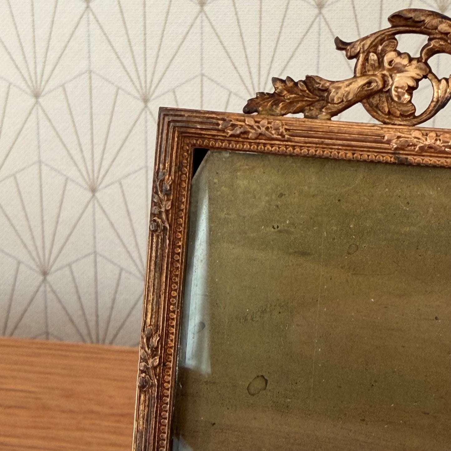 Vintage french Brass Frame Glass photo Ribbon 4 1/2" x 7" 0302269 Fleamarketfrance