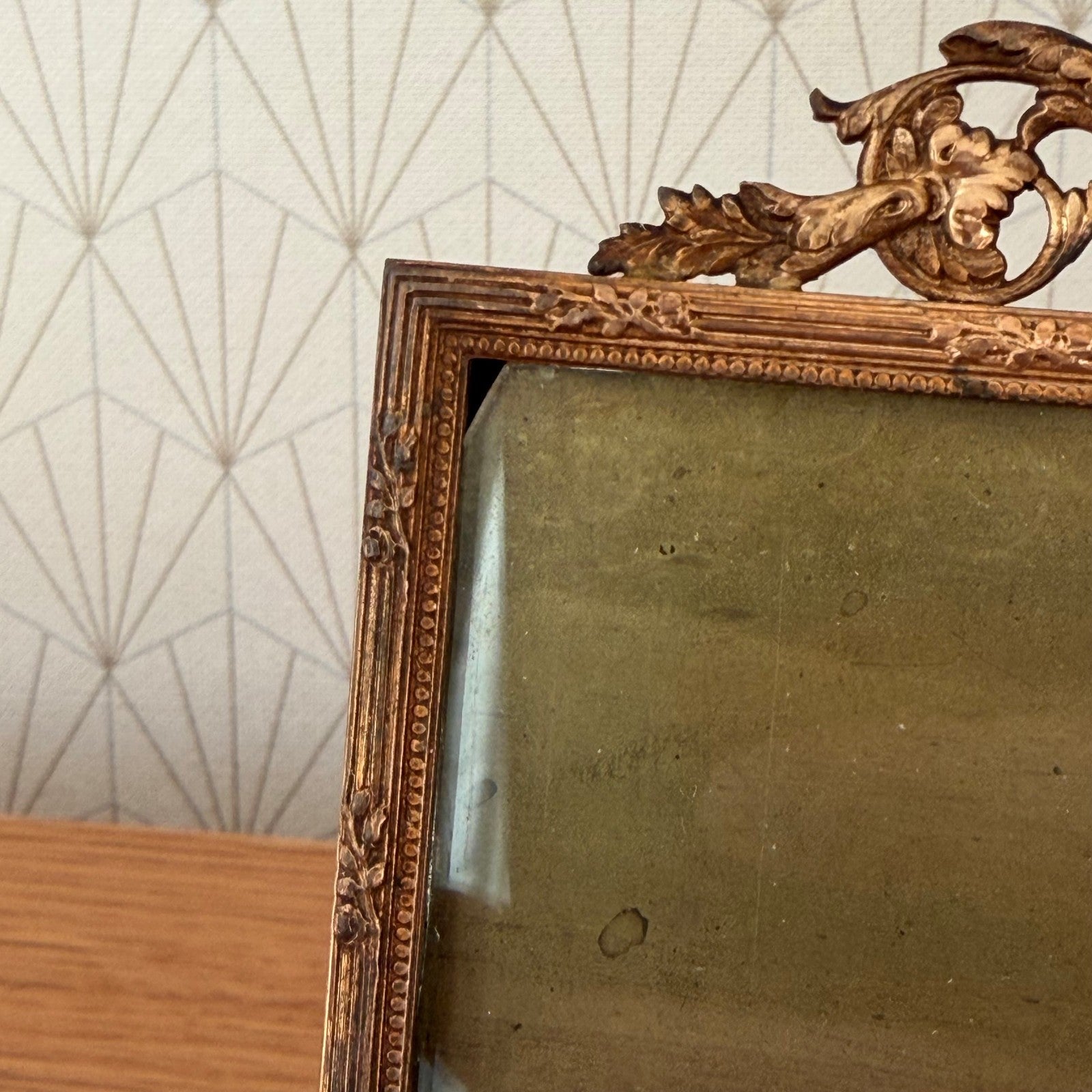 Vintage french Brass Frame Glass photo Ribbon 4 1/2" x 7" 0302269 Fleamarketfrance