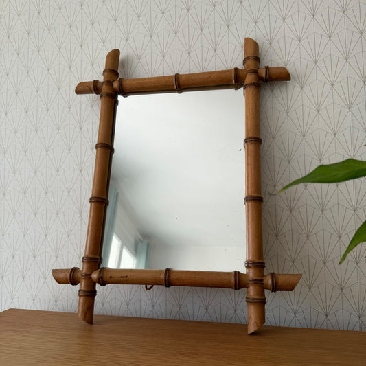 Large Vintage French wood faux bamboo WALL-HANGING MIRROR 1812256 Fleamarketfrance : French vintage and antique decor